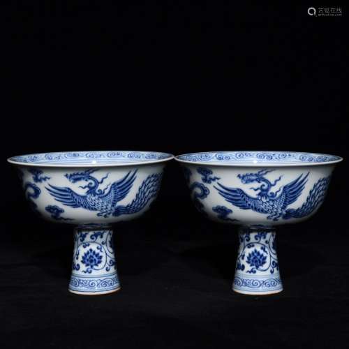 11.6 x14.5, blue and white grain tall bowl