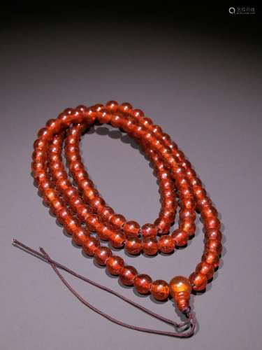 108 old amber beads.Specification: bead diameter 0.95 cm wei...