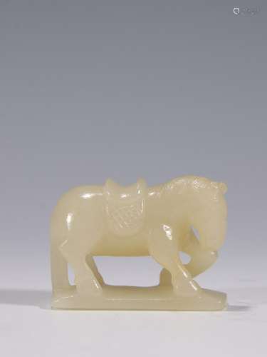 On the evening of hetian jade horse furnishing articles.Spec...