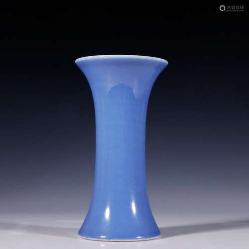 The peacock blue glaze vase with flowersSpecification: high ...