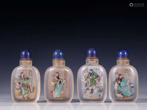 Old coloured glaze 4 times the duke guan snuff bottlesSpecif...