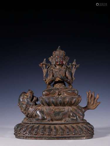 Old cupreous embryoriding beasts Buddha statuesSpecification...