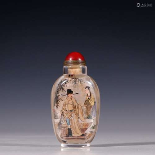 Old son figure crystal snuff bottleSpecification: high 7.4 3...