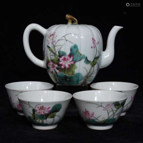 enamel color lotus pattern tea setsHigh 11 diameter of 16.3I...