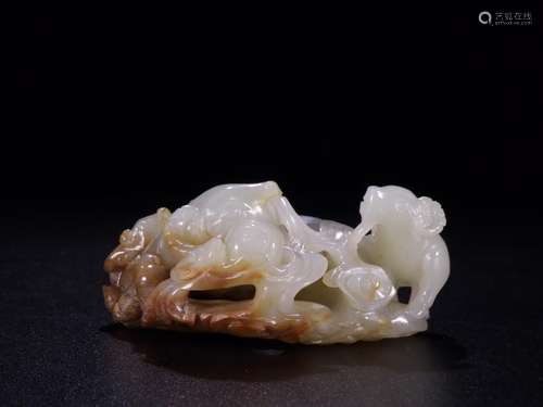 hetian jade three Yang kaitai furnishing articlesSize 3.8 cm...