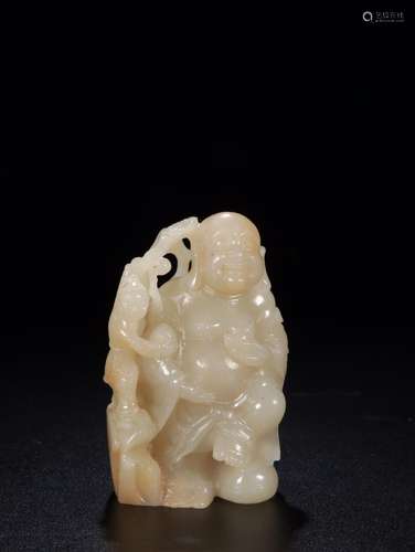 The late hetian jade BuddhaSize 8.5 cm wide and 5.4 x 4.1 cm...