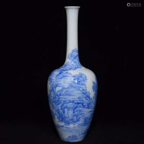 blue material landscape pattern thin neck bottleHigh 29.8 11...