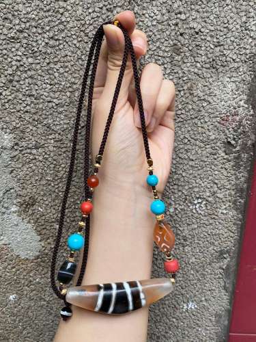 agate cornoid bead necklaceSpecification: bead diameter 7.4 ...