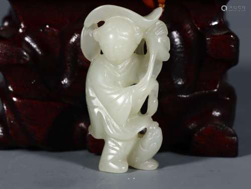 Hetian jade carved ladies accessories.Size: 5.3 cm high and ...