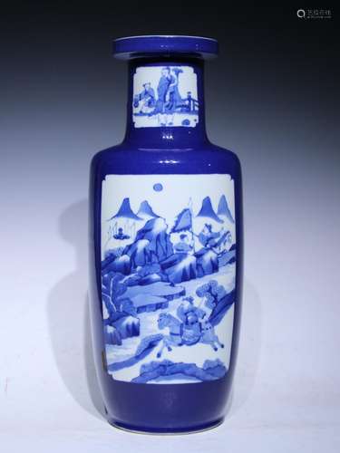 Ji blue glaze window landscape wooden stick bottle - 47 cm d...