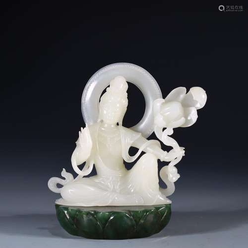 : hetian jade lotus guanyin furnishing articlesArrange usher...