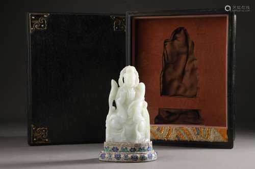 : hetian jade guanyin furnishing articlesOriginal rosewood b...