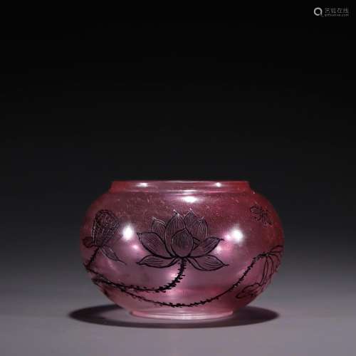 Lotus, "coloured glaze carving water jarSpecification: ...