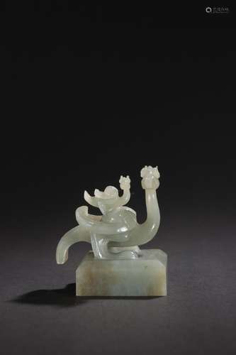 - xinjiang hetian jade "phoenix bird" button seal ...