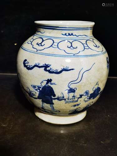 Blue and white pot