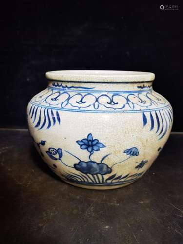 Blue and white pot