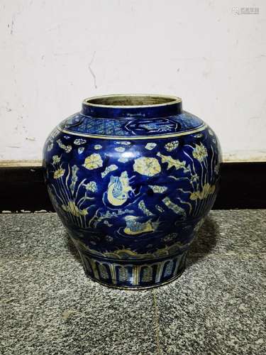 Blue and white pot