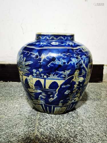 Blue and white pot