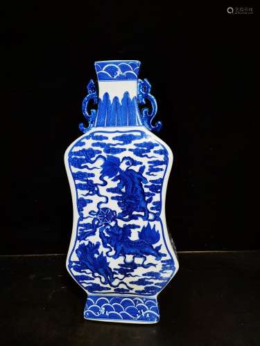 Blue and white bottle of a pair of