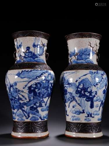 Stories of blue and white porcelain bottle a pair, a famous ...