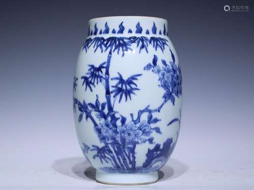 Chung chi zhen blue and white flower on lotus seed tank - 16...