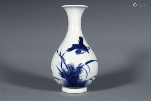 Wang step may WenWu have lent of blue and white flower on gr...