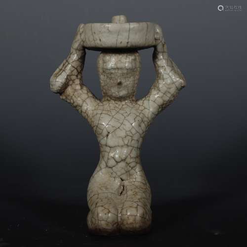 Kiln shape candlestick.Size: 20.5 cm high, diameter 6.5 cm, ...