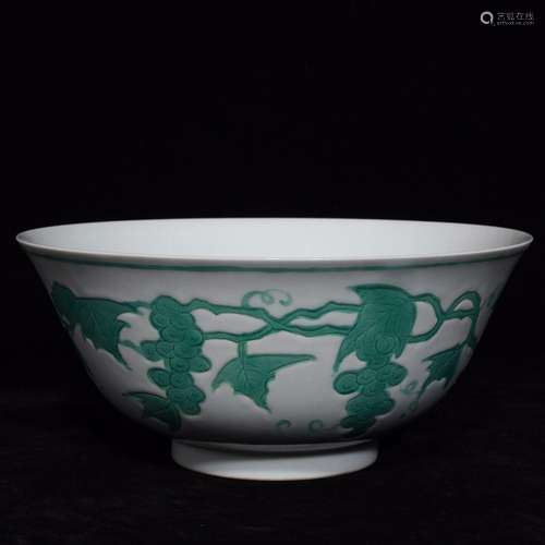 Green color grape grain chenghua bowl 9 x20. 3