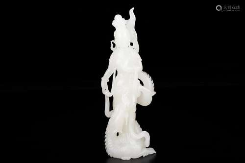 , hotan white jade ride the dragon goddess of mercySize: 7 *...