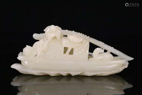 Old hetian jade ship furnishing articlesSize: 25 x10x7. 0 cm...