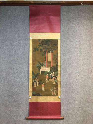 Qiu ying silk scroll 46 100 wide