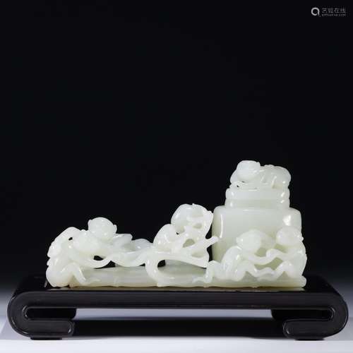 Hetian jade five sub-ka spirit monkey celebration furnishing...