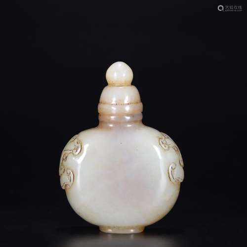 Hetian jade snuff bottleSize 7 cm wide and 5 cm high 1.8 cm ...