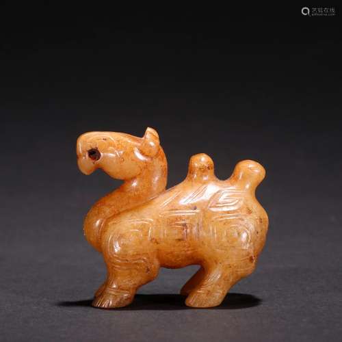 Ancient jade carving a camel.Specification: high 4.6 4.9 2.8...