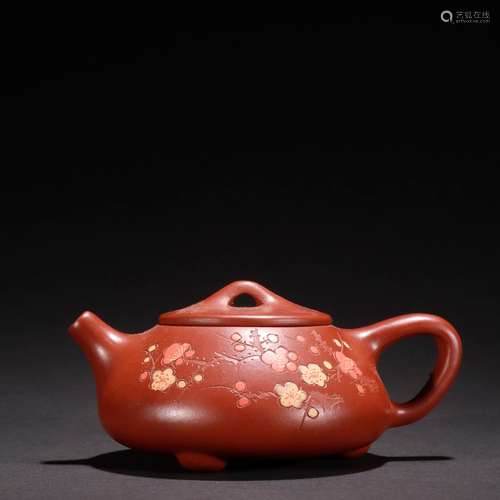 Violet arenaceous plum flower grain teapot.Specification: hi...