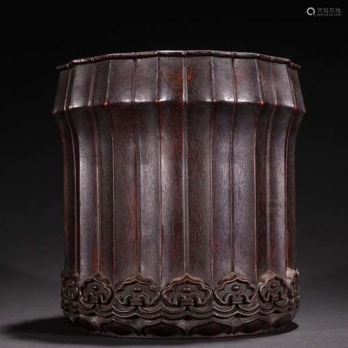 Brush pot, rosewood ruyi pattern.Specification: high 18 wide...