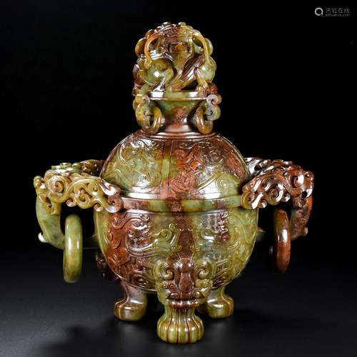 Furnishing articles, hetian jade smoked incense burner, the ...