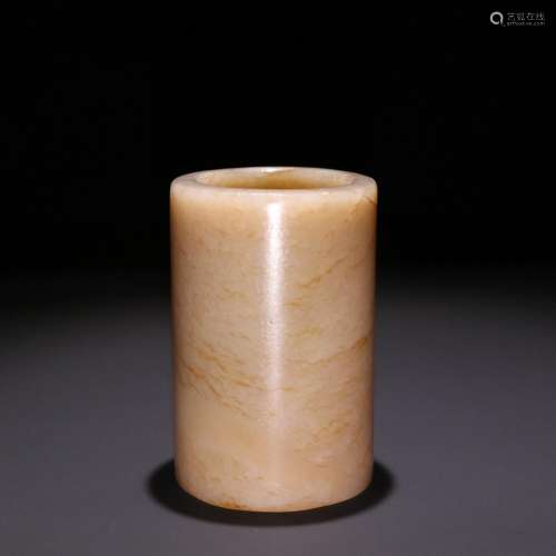 On the evening of hetian jade element face brush pot.Size: 8...