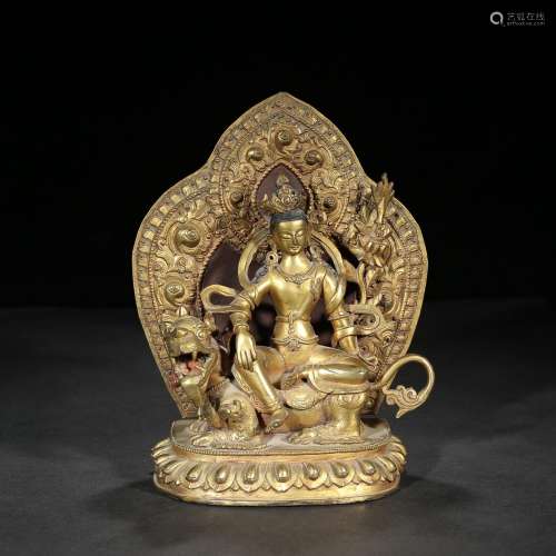 : copper and gold riding beasts guanyin furnishing articlesS...