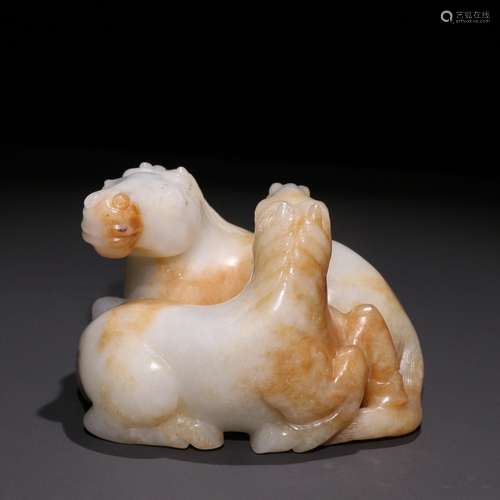 Hetian jade double horse furnishing articles.Specification: ...