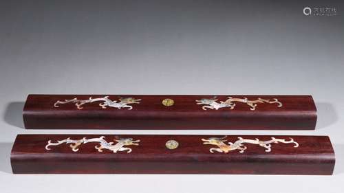 "Two dragon duo's beads" rosewood important gr...