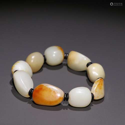 Hetian jade stone hand stringSpecification: bead by 2.8 cm w...