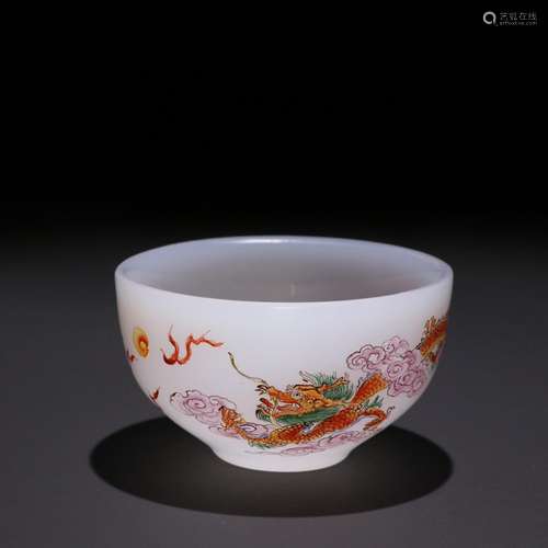 White material tire painted dragon grain tea cups.Specificat...