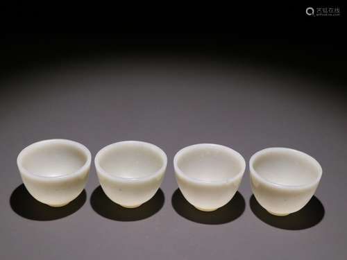 Hetian jade seed makings jade cup four sets.Specification: h...