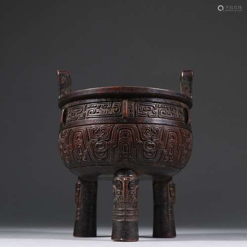 Lovers: copper foetus 鬄 three-legged tripod furnace lines.S...