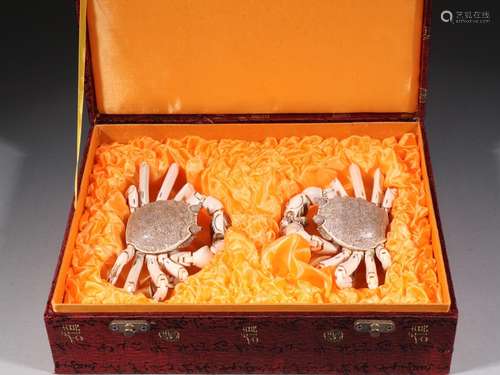 : songshan.chinese crab a pair.Specification: high 2.6 cm wi...