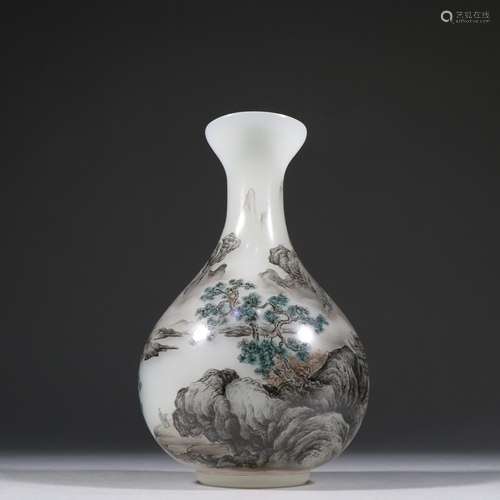 Tire painted enamel landscape TuShang bottle.Specification: ...