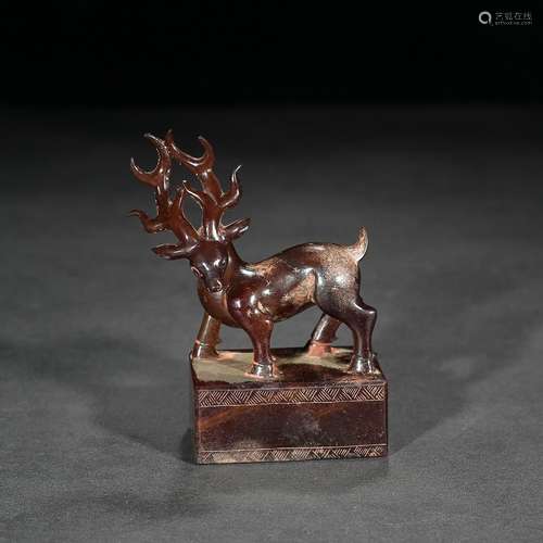 Ancient: hetian jade deer button sealSpecification: long 7 c...