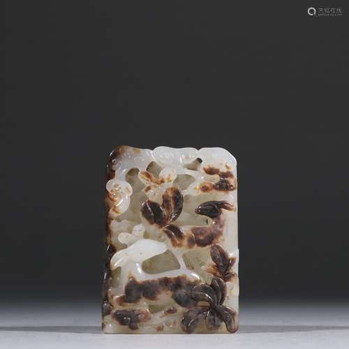 Hetian jade seed makings carved deer half buckleSpecificatio...