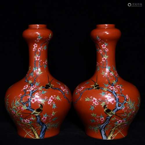 Alum magpies make MeiWen garlic bottles of a pair of red ena...